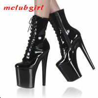 Mclubgirl Slim Heel Boots 20cm Boots New Patent Leather Boots Nightclub Stage High Heel Bottom Boots YKC-C-011