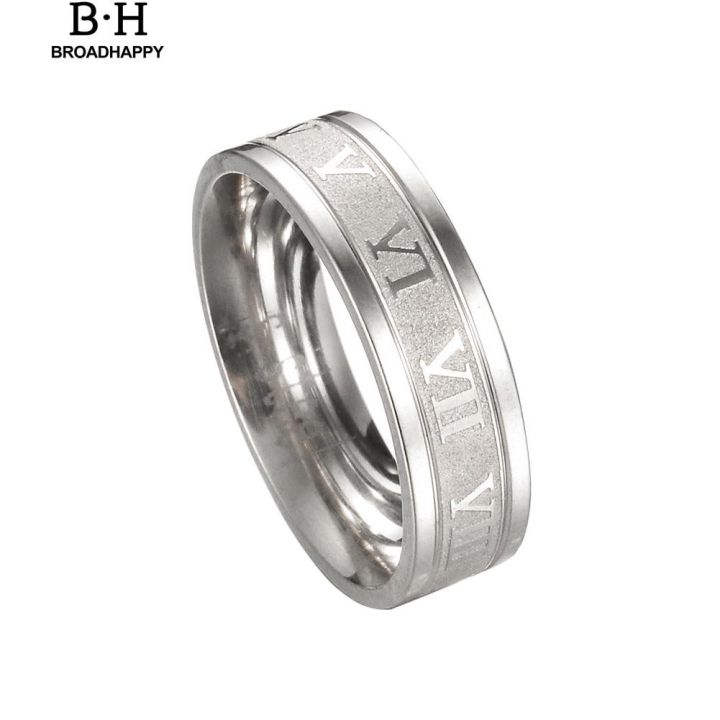 broadhappy-แหวนไทเทเนียม-แหวนเกลี้ยง-ลายตัวเลขโรมัน-สไตล์พังก์-สร้างสรรค์