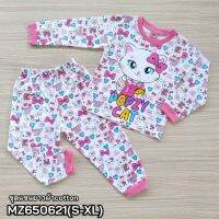 เสื้อชุดแขนยาว เด็กผู้หญิง ลายแมว POPZY CAT Size S-M-L-XL สำหรับเด็ก 4-10 ปี MZ650621