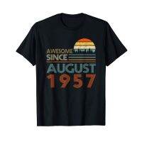 Awesome Since August 1957 Vintage T-Shirt. Cotton Short Sleeve O-Neck Mens  9UNH