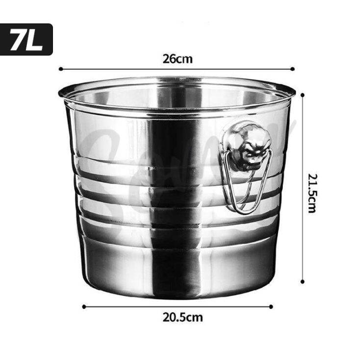 ถังแช่ไวน์-ถังน้ำแข็ง-ice-bucket-ถังสแตนเลส-มีหูจับ2ข้าง-ถังใส่น้ำแข็ง-ถังสแตนเลสคุณภาพดี-ใส่เครื่องดื่มด้ามจับหัวเสือ-พร้อมส่ง