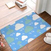 【ปัจจุบัน】 Girly Clouds With Rains Seamless Doormat Rug Carpet Mat Footpad Bath Mat Polyester Non Slip Balcony Toilet Washable Removal