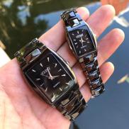 Đồng hồ thời trang nam nữ Yishi mặt chữ nhật dây kim loại đen cực đẹp