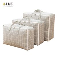 LK Home Portable Large Capacity Storage Bag Foldable Cotton And Linen Material For Clothes Blanket Pillow Organization