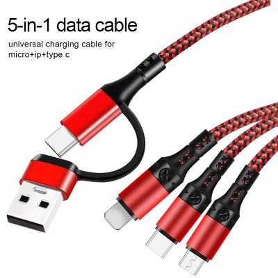 Chaunceybi 5in1 USB Cable for IPhone Fast Charger Charging Type C Wire IPad