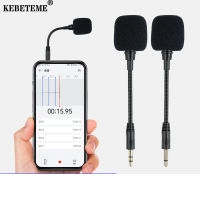 KEBETEME ไมโครโฟนเสียงสเตอริโอไมโครโฟนแบบมีสาย HD ขนาด3.5มม. พกพาสำหรับคอมพิวเตอร์ส่วนบุคคลโทรศัพท์