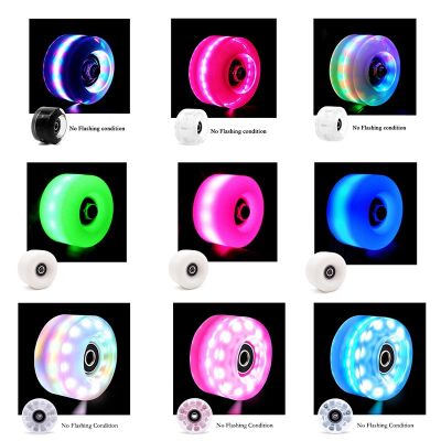Led Light Up Wheels Suitable for Quad Roller Skates With Magnetic Core But Not Bearings Outdoor Skating Women Girl Sneaker 58x32