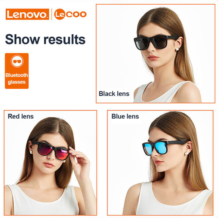 lenovo-lecooo-แว่นตา-c8อัจฉริยะแว่นกันแดดกีฬากลางแจ้งหูฟังบลูทูธไร้สายหูฟังสำหรับฟังเพลงป้องกันแว่นตาสีน้ำเงิน