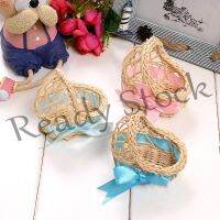 【hot sale】 ◐ B41 Imitation Rattan Mini Bowknot Baby Pot Small Flower Basket Super Handmade Woven Storage Bed Shop Decoration Ornaments Cradle-Shaped Wedding Gifts Miniature Photography Props Exquisite