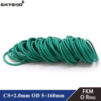 10pcs FKM O Ring CS 2mm OD 5 ~ 160mm Sealing Gasket Insulation Oil High Temperature Resistance Fluorine Rubber O Ring Green Gas Stove Parts Accessorie