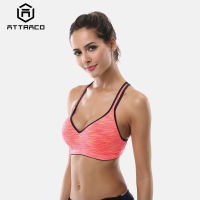 Attraco Women Yoga Sports Bra Medium Impact Floral Print Backcross Yoga Bra Running Workout Bra Underwear Fitness Sport Top