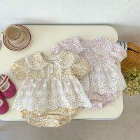 COD DSFERTEREERRE Summer Baby Clothes Floral Girl Doll Collar Lace Skirt Hem Short-Sleeved Romper