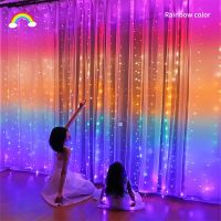 New Usb Sound Control Rainbow Curtain Light Music Remote Control Led Copper Wire Light String Festive Atmosphere Room Home Decor