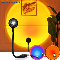 [Timmo House]USB Sunset Projector Lamp TikTok Atmosphere Lamp Romantic LED Night Light For Bedroom Coffee Store Live Wall Decoration Light Portable Mood Light For Living Room Wall Photography