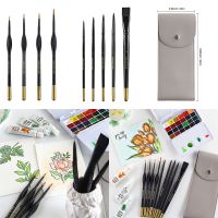 Useful Round Flat Detail Watercolor Brushes Paint Brush Artist Hand Painting Brushes PU Case DIY Scrapbooking Painting Art Craft