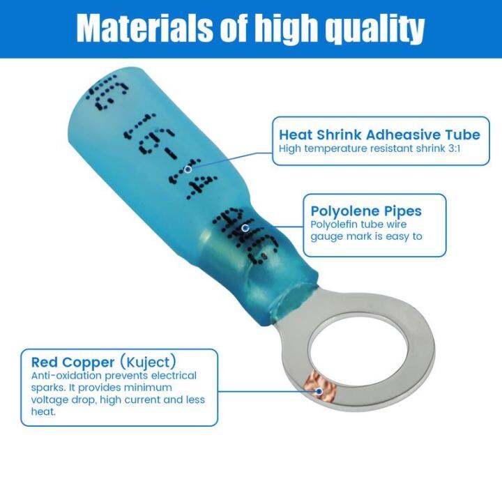 ตัวเชื่อมต่อแบบมีสายหดด้วยความร้อน560ชิ้นแหวนขั้วขั้วต่อหนีบหุ้มฉนวนชุดตัวเชื่อมต่อไฟฟ้าตัวเชื่อมต่อแบบมีสายหดความร้อนตัวเชื่อมต่อแบบมีสายสำหรับสายไฟ