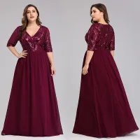 plus size burgundy mother of the bride dress