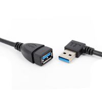 23cm 90 Degree Up Down Left Right Angled USB 3.0 A Male to USB Female Extension Adapter Black cable