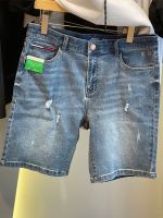 ✘ Purchasing Tommy Hilfiger mens summer handsome and fashionable straight ripped raw edge denim shorts five-quarter pants