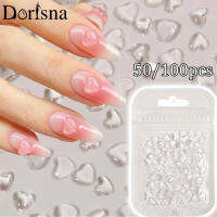 Dorisna 100ชิ้น/ถุงเครื่องรางเล็บศิลปะใสส้นแบนเลิฟประดับเพชรเจลลี่เรซิน