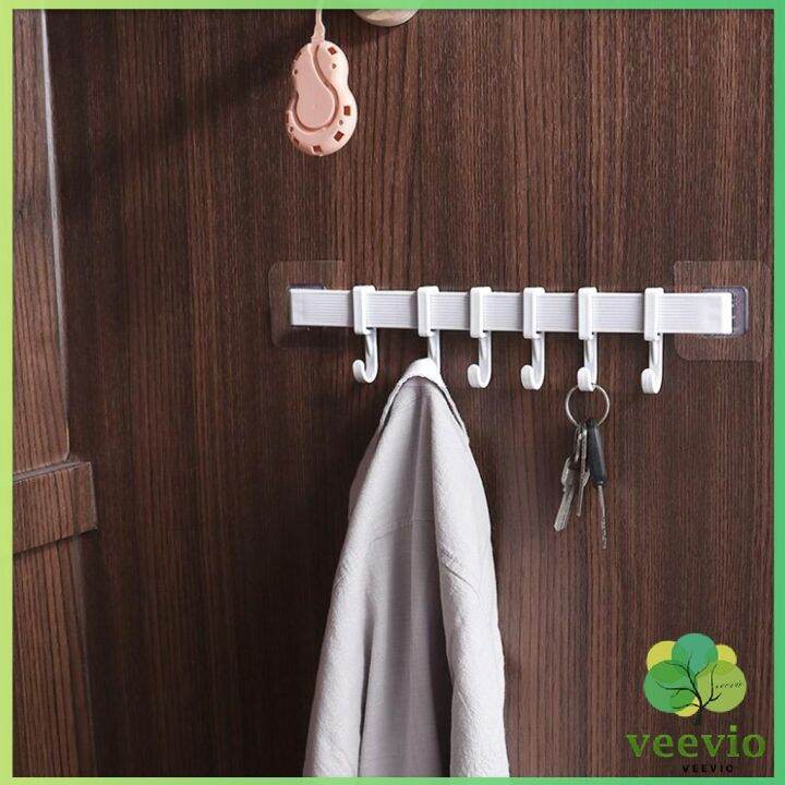 veevio-ราวตะขอ-พลาสติกอเนคประสงค์-แบบติดแผ่นกาว-ไม่ต้องเจาะผนัง-towel-rack-มีสินค้าพร้อมส่ง