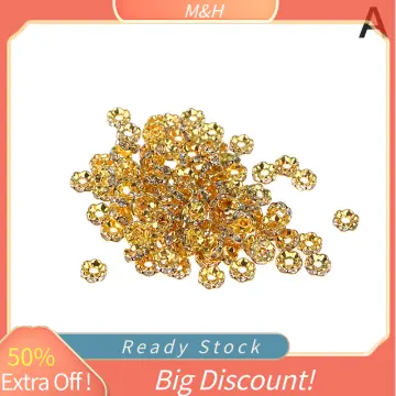 100pcs Crystal Rhinestone Rondelle Spacer Beads Wavy Gold Tone Beads 8mm  Spacer Beads 