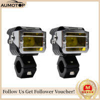 【MotorrTop】2Pcs รถจักรยานยนต์ Spotlight ด้านหน้าไฟ LED ขับรถ9000LM 90W 6000K ไฟหน้า4โหมด High Low Beam