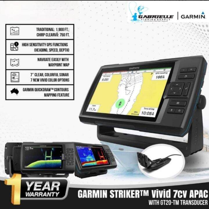 Garmin Striker Vivid 7cv w/ Transducer Fish Finder w/ Built in GPS