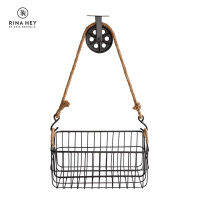 RINA HEY MASSENA ตะกร้าเหล็ก พร้อมเชือก Steel basket with rope W49 x D34 x H27 cm – สี ดำ