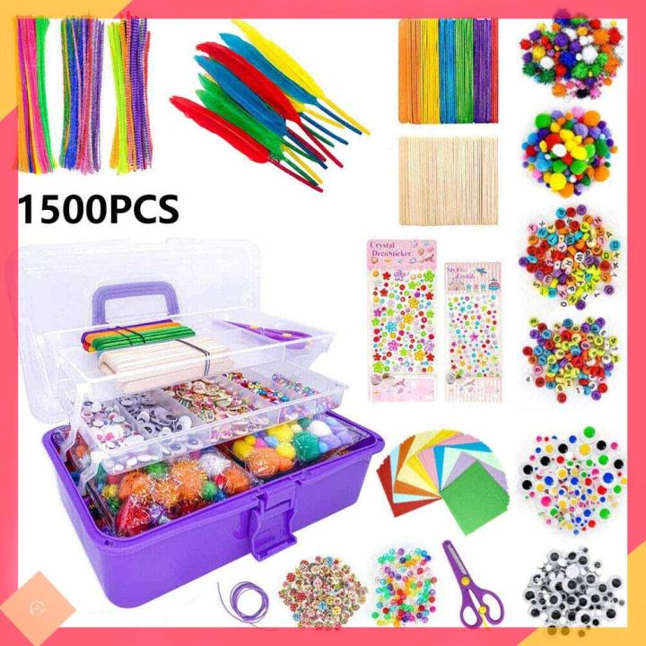 1500Pcs Art and Craft Supplies for Kids Toddler DIY Craft Art Supply Set  Folding 