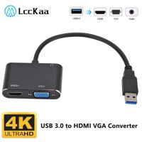 ✻ LccKaa USB 3.0 to HDMI-compatible VGA Adapter for 2 in1 USB 3.0 to HDMI-compatible VGA Converter for MacBook Windows 7/8/10 OS