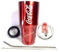 GF แก้วเยติ เก็บอุณหภูมิ ร้อน เย็น ลาย Coca cola Coke โค้ก สีแดง ฟรี !! หลอดแสตนเลสพร้อมแปรงล้าง + ยางรองแก้ว (คละสี)