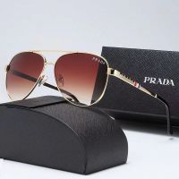 แว่นกันแดด Prada แฟชั่นผู้หญิงเทรนด์โลหะเข้ากับทุกชุดธุรกิจแบบสบายๆขับรถ