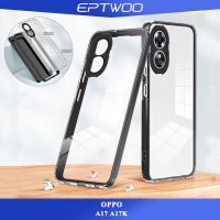 EPTWOO สำหรับ OPPO A17 A17K เคสโทรศัพท์เลนส์ป้องกันกล้องกันกระแทก Hard PC กันชนสีลูกกวาดใสซิลิโคนอ่อนนุ่มฝาหลัง YYTPU-03