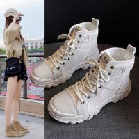 COD DSFERTGRYER 2023 New Martin Boots Canvas High Shoes Thick-soled Female Students English Wind Joker Short Boots Childrens Cotton Shoes