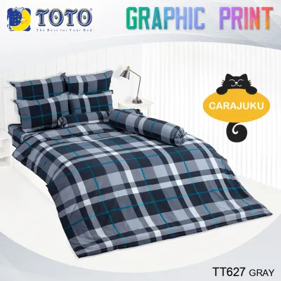 TOTO (ชุดประหยัด) ชุดผ้าปูที่นอน+ผ้านวม ลายสก็อต สีเทาเข้ม Scottish Pattern TT627 GRAY สีเทา #โตโต้ 3.5ฟุต 5ฟุต 6ฟุต ผ้าปู ผ้าปูที่นอน ผ้านวม กราฟฟิก