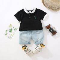 BBWORLD Baby Boys Set Casual Short Sleeve Dinosaur Print T-shirt Tops + Denim Shorts Costume Set