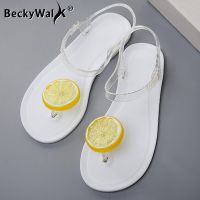 Hot Lemon Clip Toe Flat Women Sandals Sweet Transparent Jelly Shoes Beach Sandals Women Summer Flip Flops Shoes for Lady WSH3547