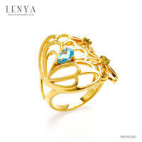 Lenya Jewelry แหวนดอกไม้ ประดับทับทิม เพอริดอทและอะเมทิตส์ ตัวเรือนเงินแท้ ชุบทองทรีโทน สวยน่าหลงไหลสุดๆ