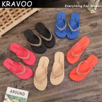 Hot sell KRAVOO Platform Shoes for Women Chain Flip Flops Casual Slippers Fashion Women Sandals Beach Slipper Outdoor Slides 2023 Summer