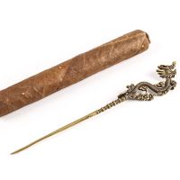 ☢ Retro Cigar Pass Needle Smoker Creative Dragon Shaped Brass Dredge Drilled Carving Spiral Ventilation Tool Smoking Accessories