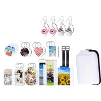 29Pcs Sublimation Blanks Products Set Including Makeup Bag Cosmetic Pouch, Earrings, Keychain,Drink Cup Coasters for DIY