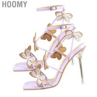 COD Hoomy Women High Heels  Ankle Strap Heeled Sandals Strappy Butterflies Breathable  for Party