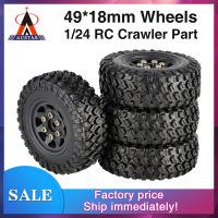 New Arrival 4PCS 49*18mm Micro Wheel Beadlock Rims Rubber Tires for 124 RC Crawler Car Axial SCX24 90081