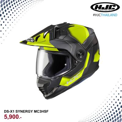 หมวกกันน็อค HJC รุ่น DS-X1 ลาย  ENERGY MC3HSF  โครงสร้างภายนอก Advanced Polycarbonate Composite Shell มีความยืดหยุ่นสูงแข็งแรงและน้ำหนักเบา น้ำหนักประมาณ 1,500g