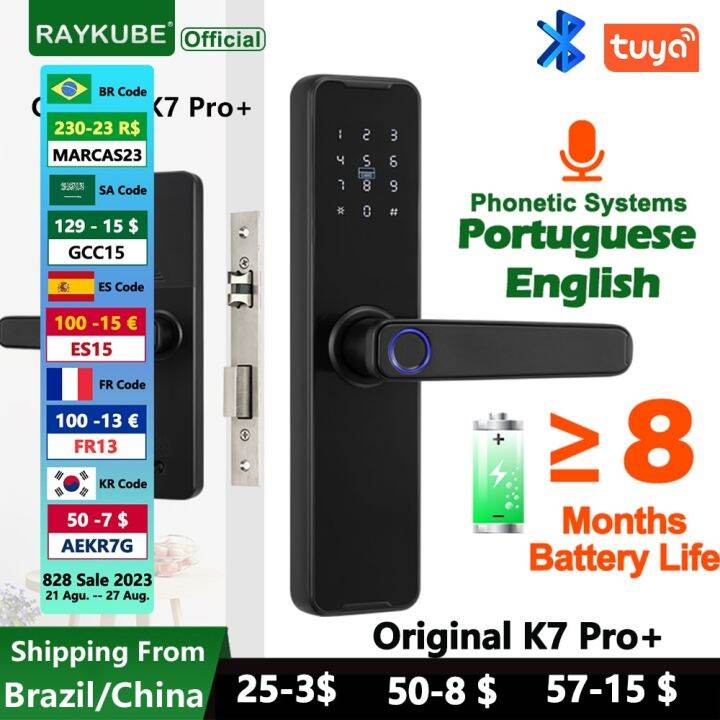 raykube-k7-pro-ล็อกประตูด้วยลายนิ้วมือบลูทูธอัจฉริยะ-tuya-รีโมทแอปการปลดล็อกสมาร์ทโฮมระบบอิเล็คทรอนิคส์แบบไม่ใช่กุญแจ