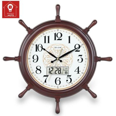 MZD นาฬิกาควอทซ์สำหรับตกแต่งห้องนอน/ห้องนั่งเล่น/ที่ทำงาน/ห้องครัว,เงียบปฏิทินนาฬิกาแขวนเมดิเตอร์เรเนียน