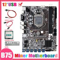 B75 12GPU Mining Motherboard+G1630 CPU+SATA Cable+Switch Cable Support 2XDDR3 RAM USB3.0 B75 12USB Miner Motherboard