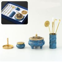 Pure Copper Incense Burner Kit Tools Magic Blue DIY Incense Seal Gift Box Sets Sandalwood Powder Ash Pressing Mold Seal Supplies