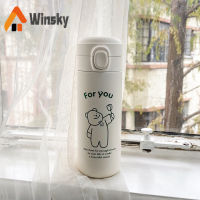 Winsky Ins Korean Simple Cute Stainless Steel Vacuum Thermos Bottle Portable Large Capacity Kids Student Insulation Water Cup for Girl